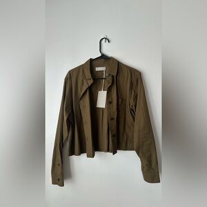 Everlane Women's Cropped Shirt in Olive, S